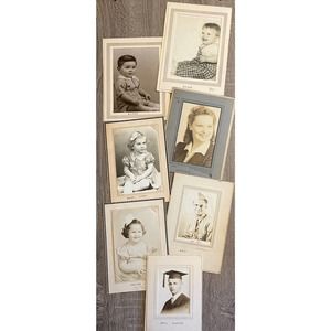 Lot of 7 1940s-50s Portrait Cards Cleveland Babies Toddler Military Man Woman